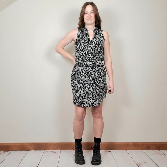 Loft Floral Shift Dress Teal Gray SP - Picture 3 of 12